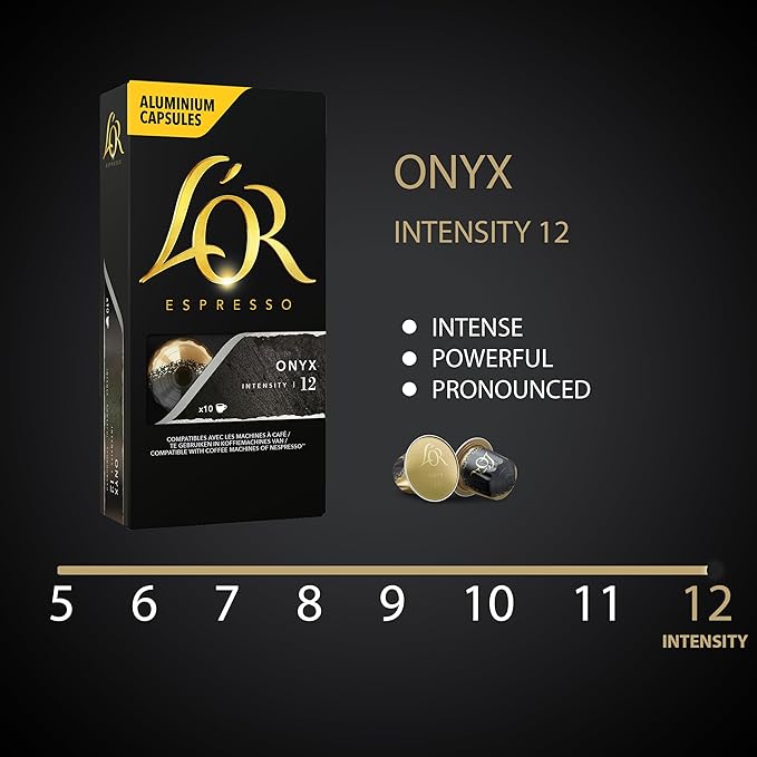 L'OR Espresso Capsules 30 Count Onyx Single-Serve Aluminum Coffee Capsules Compatible with the L'OR BARISTA System &amp *Nespresso Original Machines 30 Count (Pack of 3)