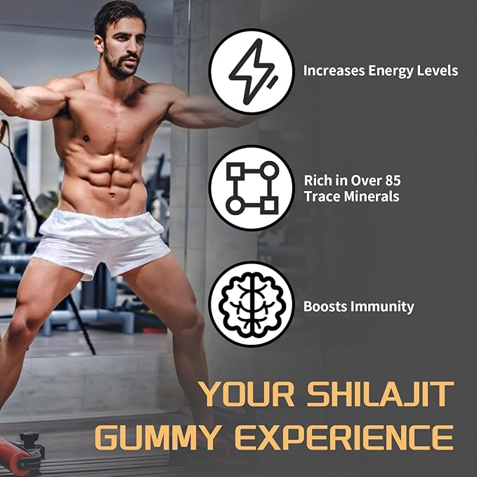 Shilajit Gold Gummies for Men &amp Women with Ashwagandha &amp Gokshura 85+ Minerals &amp Fulvic Acid Natural Energy &amp Wellness Support 80 Count (01)