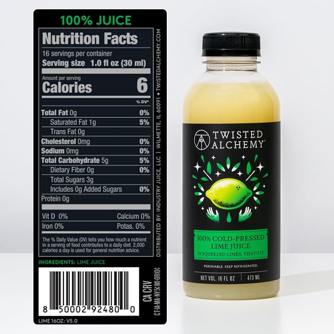 Twisted Alchemy Cold Pressed Culinary Basics Juice 4-Pack – 2 Persian Lime &amp 2 Eureka Lemon – All Natural Non-GMO No Sugar Added Preservative Free – 16 oz Bottles