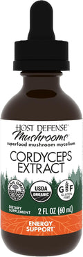 Host Defense Cordyceps Extract - Immune &amp Energy Support Supplement - Kidney Health Supplement with Cordyceps - Fitness Support to Aid Oxygen Uptake - 2 fl oz (60 Servings)*