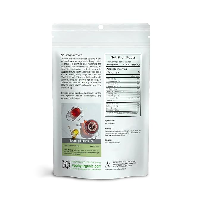 Soursop Leaves Tea Bags - 100% Pure Organic No Additives Natural Dried Soursop Leaves