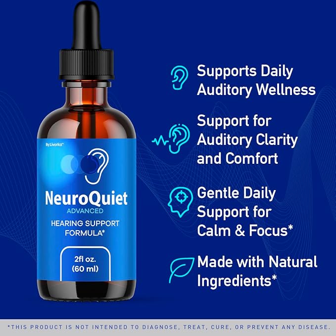 (2 Pack) NeuroQuiet Drops - Official NeuroQuiet Daily Hearing Support All Natural Clean Liquid Advanced Formula for Ear Health Auditory Clarity &amp Inner Ear Balance Reviews 2 Bottles for 2 Months