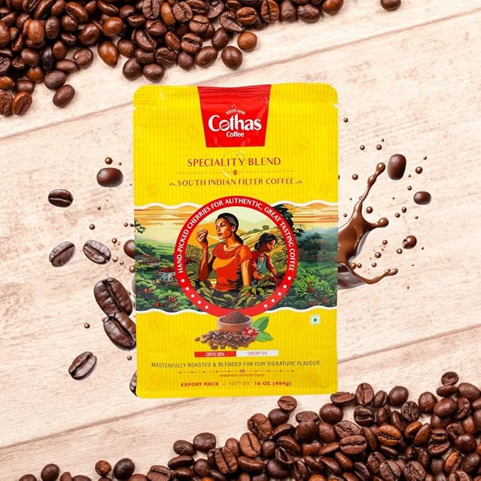 Cothas Traditional South Indian Speciality Blend Filter Coffee Powder - Pack of 3 Each 1 lbs [ Coffee : 85% Chicory : 15%. ]