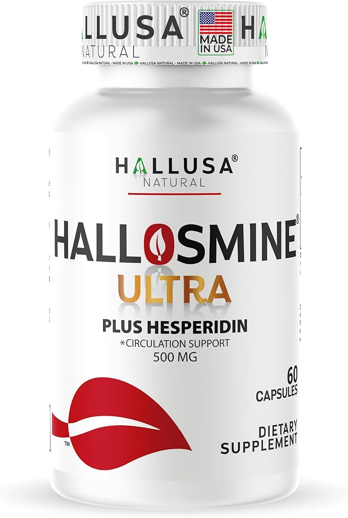 Hallusa Natural Hallosmine Ultra Diosmin 500mg &amp Hesperidin 150mg – Heavy Legs Swelling &amp Vein - Blood Circulation Supplements 60 Caps