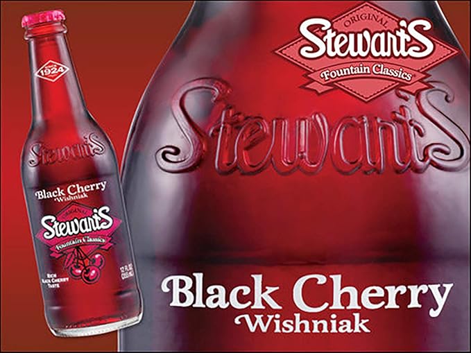 Stewart's Wishniak Black Cherry Soda 12 fl oz (24 Glass Bottles)