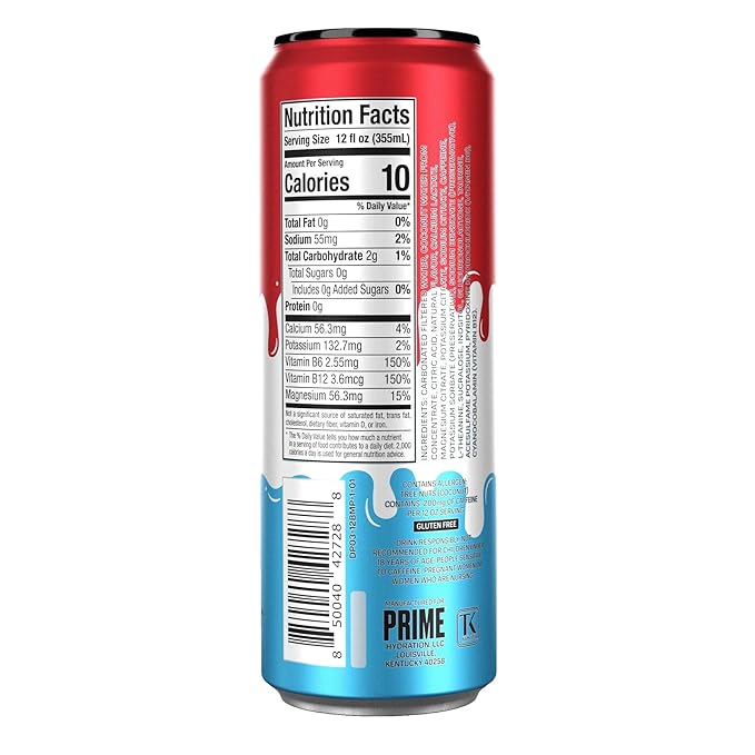 PRIME Energy ICE POP | Zero Sugar Energy Drink | Preworkout Energy | 200mg Caffeine with 355mg of Electrolytes and Coconut Water for Hydration| Vegan | Gluten Free |12 Fluid Ounce | 12 Pack