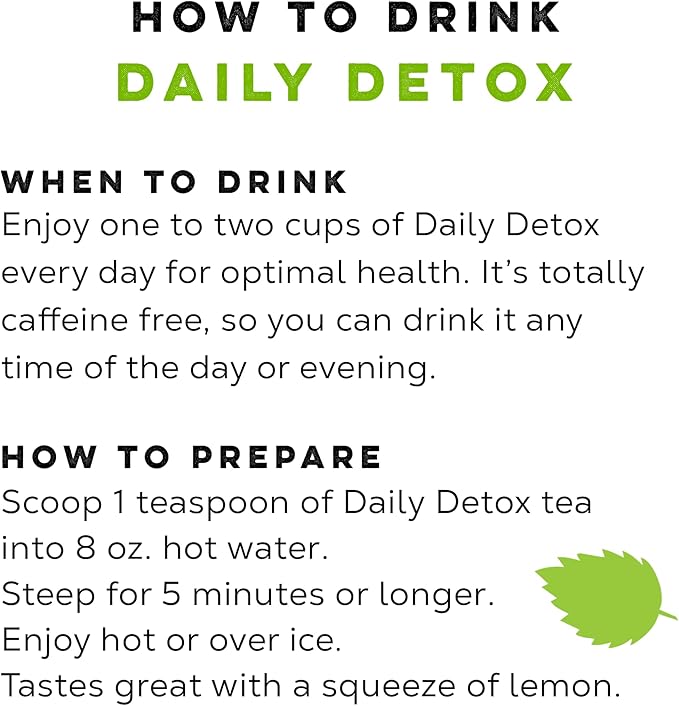 Daily Detox Cleansing Herbal Tea Caffeine Free Organic Loose Leaf Tea for detoxing