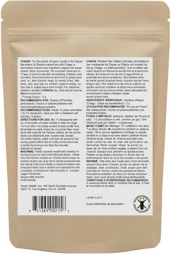 Sayan Siberian Pure Raw Chaga Mushroom Chunks with Black Top Crust 35.2 Oz/ 2.2 lb – Premium Wild-Harvested Antioxidant Tea for Immune Support Focus and Digestive Health - Non-GMO