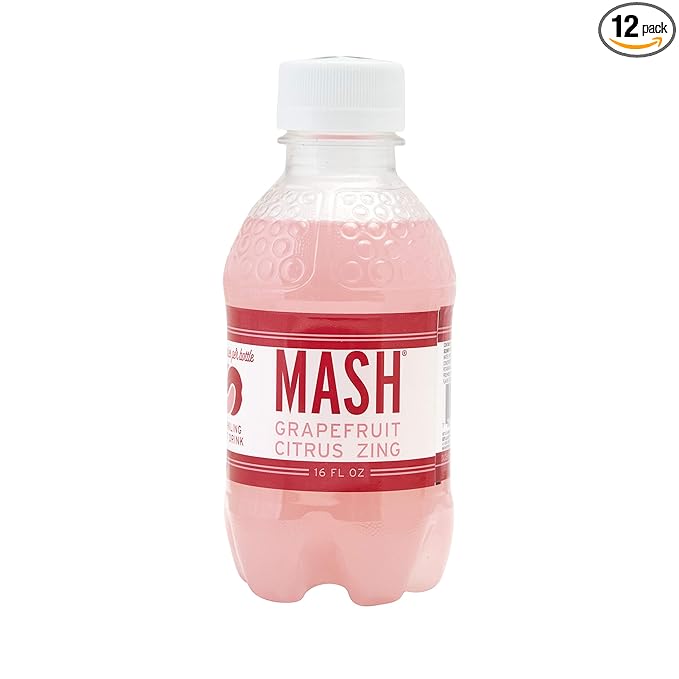 Boylan Bottling MASH Great Tasting Grapefruit Citrus Zing – Lightly Carbonated Fruit Drink - Low Calorie &amp No Sugar - Made With All Natural Pure Cane Sugar- 12 Count
