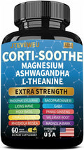 Corti-Soothe Cortisol Supplement for Women and Men with Magnesium Glycinate 200mg L-Theanine 150mg Phosphatidylserine 50mg &amp Manager Holy Basil Ginkgo Biloba Bacopa Monnieri Valerian 60 Capsules