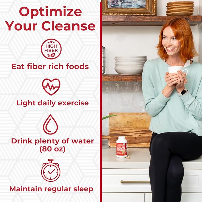 Health Plus Colon Cleanse Digestive Support | All Natural Daily Fiber for Toxin Elimination To Reduce Bloating | Supports Heart Health | 200 Capsules 33 Servings