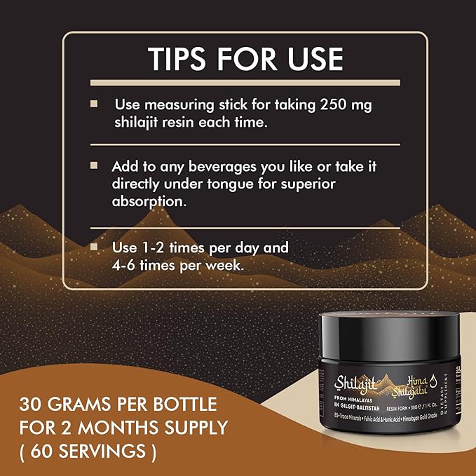 Shilajit Pure Himalayan Organic Shilajit Resin - Gold Grade 100% Purity Shilajit with Fulvic Acid &amp 85+ Trace Minerals Complex for Energy &amp Immune Support Pack of 2 (4 Months Supply)