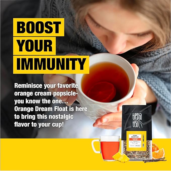 Tiesta Tea - Orange Dream Float Tea Loose Leaf Orange Cream Herbal Tea Premium Caffeine-Free Tea Blend Make Hot or Iced &amp Up to 200 Cups 16 oz Resealable Bulk Pouch