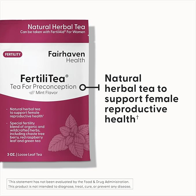 Fairhaven Health FertiliTea | Organic Fertility Tea for Women to Support Reproductive Health* | Prenatal Herbal Tea to Support Menstrual Cycle &amp Hormone Balance* | Contains Vitex | Mint | 60 Servi