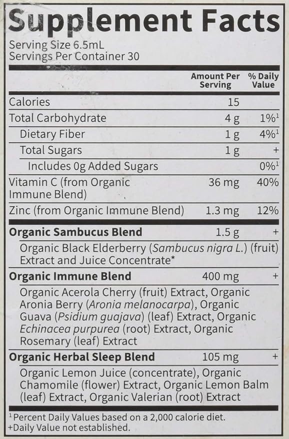 Garden of Life Organic Elderberry and Sleep Immune Syrup 6.59 FZ
