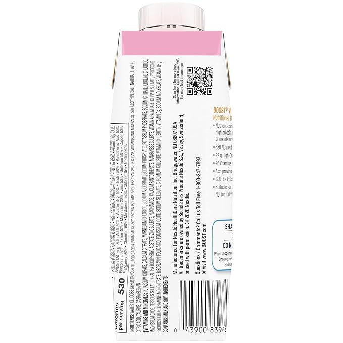 Boost Very High Calorie Nutritional Drink Very Vanilla Made with Natural Strawberry Flavor &amp No Artificial Flavors Colors &amp Sweeteners 8 FL OZ (Pack of 6)