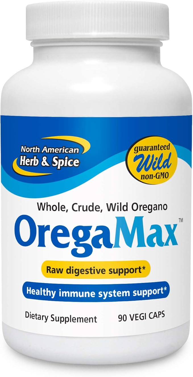 NORTH AMERICAN HERB &amp SPICE OregaMax - 90 Capsules - Wild Oregano Supplement - Digestive &amp Immune Support - Oregano Oil Garlic Onion - Non-GMO - 90 Total Servings