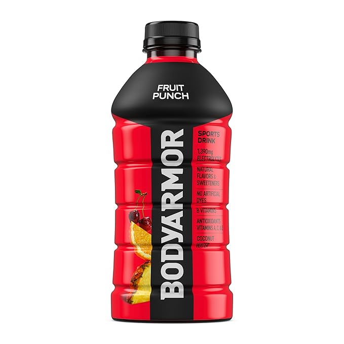 BODYARMOR Sports Drink Fruit Punch Electrolyte Drink Hydration 28 Fl Oz Bottles (15 Pack) Flavored Coconut Water with B Vitamins &amp Antioxidants