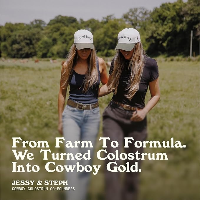 COWBOY - The Exclusive 1st Milking Whole Grass Fed Colostrum Supplement for Full Body Health - Bovine Colostrum Powder Packed w/Bioactive Nutrients - Sugar Free (Strawberry 30 Servings)