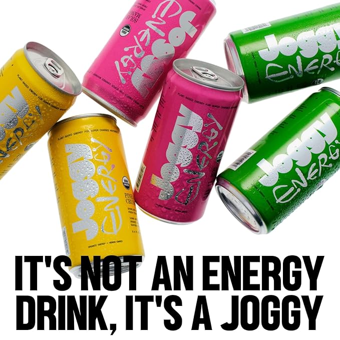 Joggy Energy Drink | Solar Mango 12pk (8.4oz) | USDA Organic No Added Sugar Plant-Based Energy with Juice &amp Natural Caffeine + L-Theanine | Pre-Workout Focus Drink | No Jitters Vegan Gluten-Fr