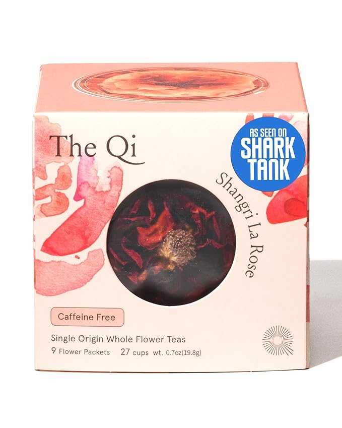 The-Qi Shangri-La Rose Blooming Flower Tea – The Qi 9 Pcs Handpicked Whole Rose Flowers – 100% All Natural Blooming Tea Gift Set for Inner Calm &amp Relaxation Caffeine-free – Makes 27 Cups