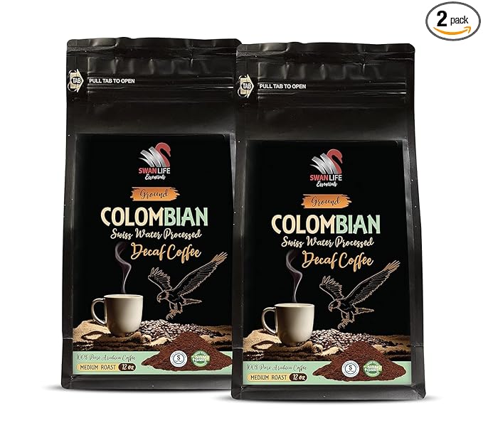 Decaf Coffee Ritual - DECAF COLOMBIAN COFFEE GROUND - Swiss Press Decaf Coffee Premium Decaf Brew Velvety Brew Decaf Decaf Coffee Notes Fresh Decaf Blend Swiss Water Method 2 Pack
