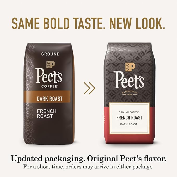 Bundle of Peet's Coffee Ultra Coffee Concentrate Cold Brew or Iced Coffee - Espresso Forte 8 Fluid Ounce Bottle (16 Servings) + USDA Organic Dark Roast Ground Coffee - French Roast 18 Ounce Bag