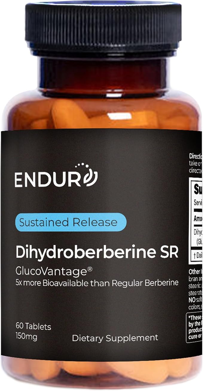 ENDUR Dihydroberberine - Berberine - SR (Sustained Release) Berberine for Blood Sugar Metabolic &amp Weight Management 5x Bioavailability 6–8 HR Controlled Release Fewer Daily Doses - 60 Tablets