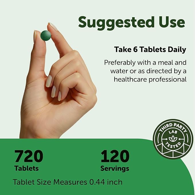 Micro Ingredients Organic Spirulina Supplement 720 Tablets (4 Month Supply) No Filler &amp Non-GMO Rich in Vegan Protein Vitamins &amp Prebiotics Premium Spirulina Pills