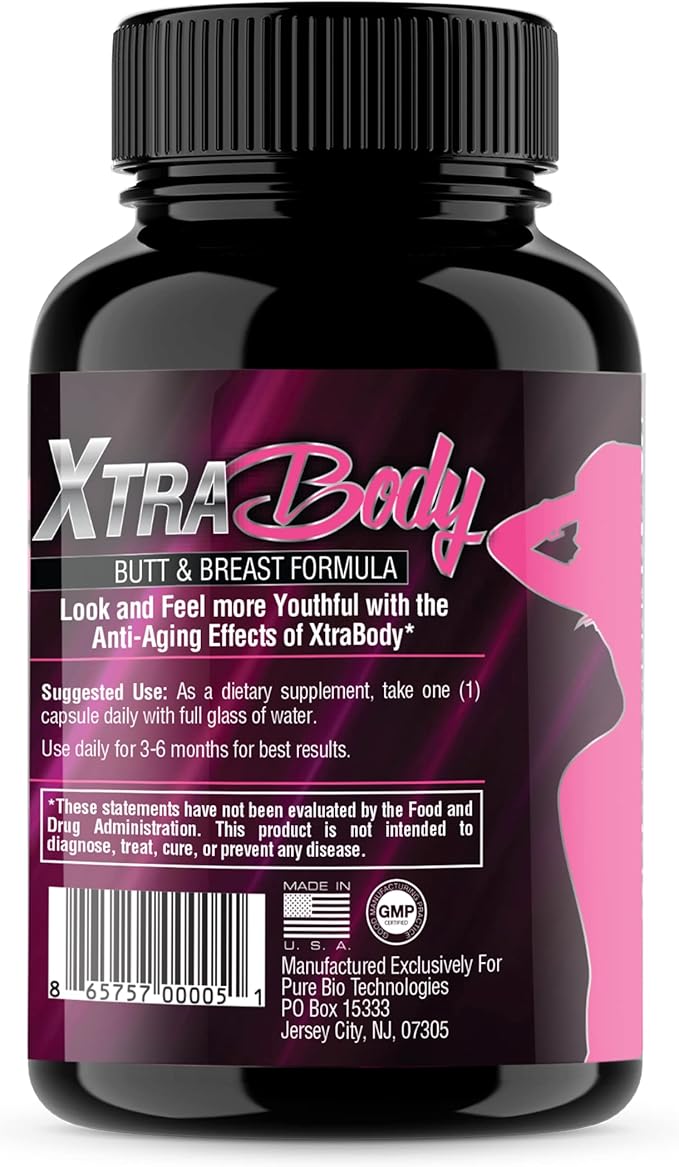 XtraBody Butt Enhancement and Breast Enlargement Supplement - Estrogen Enhancer - Increases Butt &amp Breast Size Reduces Menstrual Symptoms &amp Provides an Extra Boost of Energy (1 Bottle=30 Caps