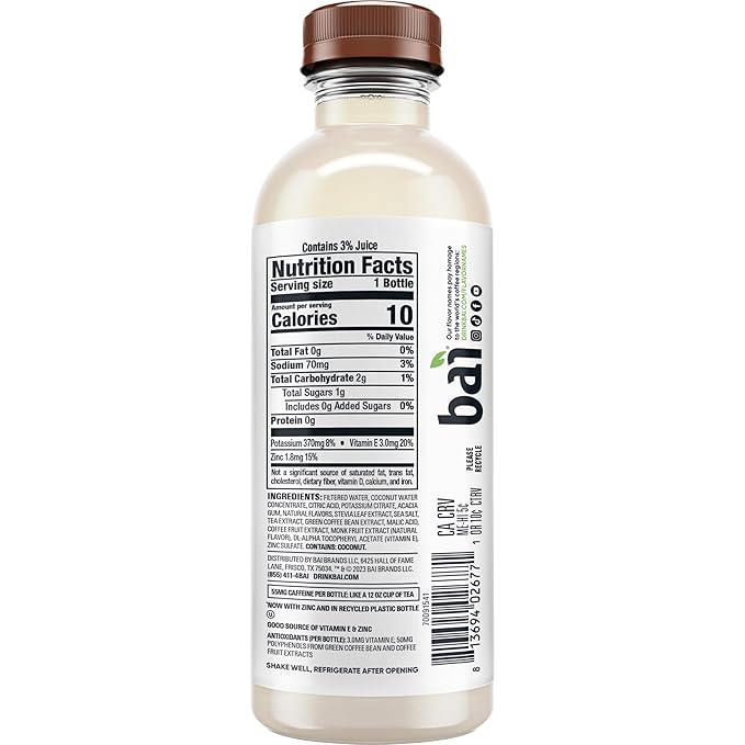 Bai Antioxidant Infused Water Beverage Madagascar Coconut Mango with Vitamin C and No Artificial Sweeteners 18 Fluid Ounce Bottle 12 Pack
