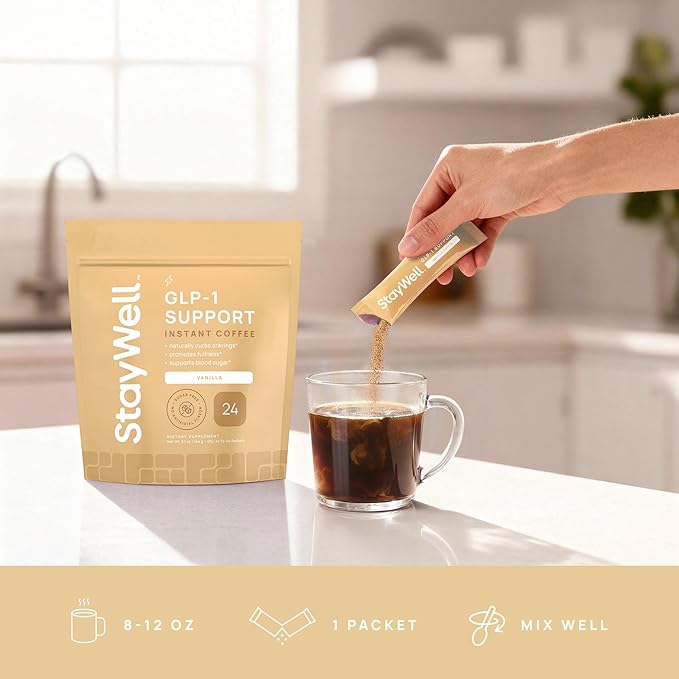 Slim Coffee GLP-1 Supplement | GLP 1 Booster to Control Appetite and Cravings | Great Tasting Metabolic Support - Coffee Bean Extract Green Tea Yerba Mate (Vanilla)