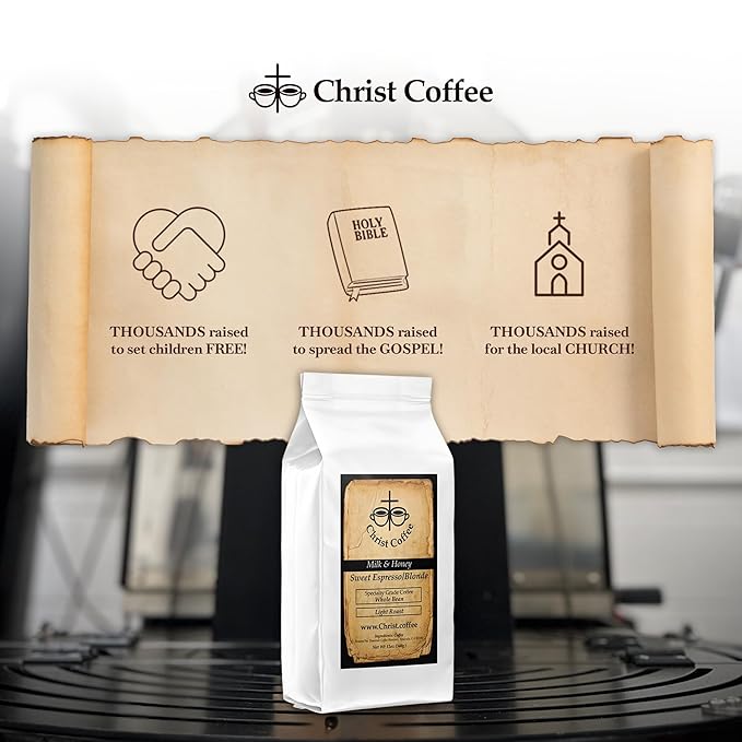 Christ Coffee Milk and Honey Sweet Espresso/Blonde Ground Bean | Smooth and Sweet Flavor Perfect for Espresso or Brewed Coffee | Freshly Roasted 12 oz Bag