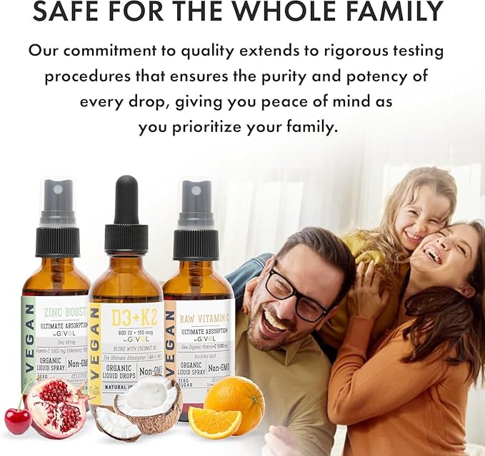 Raw Vitamin C D3 &amp K2 Liquid Zinc Picolinate - Premium Liquid Vitamins - 180 Days Supply -Trio Bundle