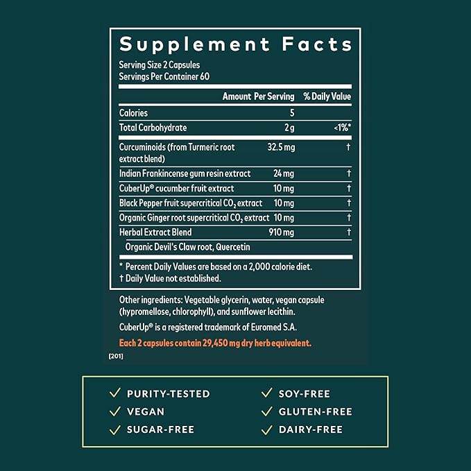 Gaia Herbs Turmeric Supreme Joint Health - Joint Support Supplement with Quercetin Black Pepper Boswellia Ginger Root Curcuminoids &amp More* - 120 Liquid Phyto-Caps (60 Servings)