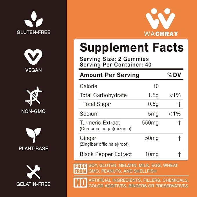 Turmeric Curcumin Gummies with Ginger &amp Black Pepper Extract - 3 Pack Tumeric Gummy Supplements for Pain Inflammation Joint Weight Health Support - Vegan Organic Gelatin-Free - for Adults and Ki