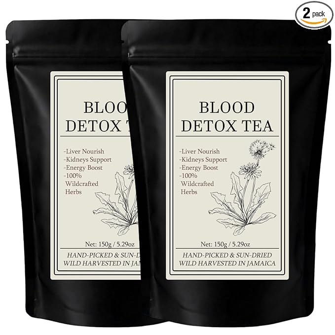 Jamaican Healing Garden Blood Detox Tea 150 G Herbal Tea Blend Herbal Tea with Guaco Burdock Root Cinnamon Moringa (2pcs)