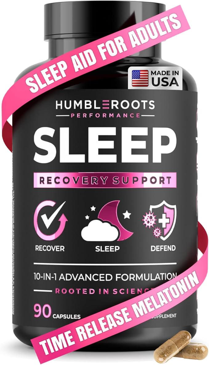 Extra Strength Sleep Aid for Adults with Extended Release MicroActive Melatonin Ashwagandha L-Theanine &amp 7 Additional All-Natural Ingredients | Advanced Recovery Supplement (90 Capsules)