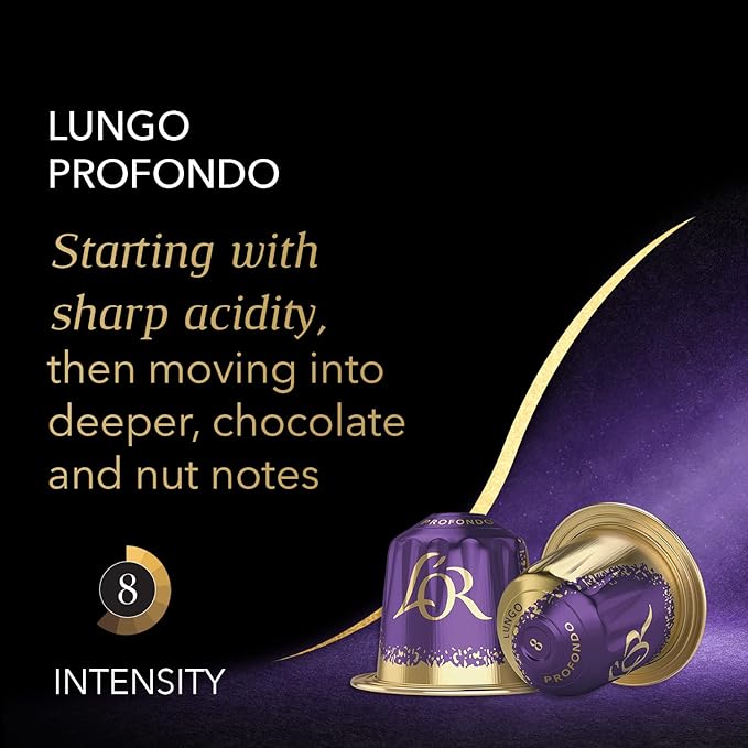 L'OR Espresso Capsules 50 Count Profondo Lungo Single-Serve Aluminum Coffee Capsules Compatible with the L'OR BARISTA System &amp *Nespresso Original Machines