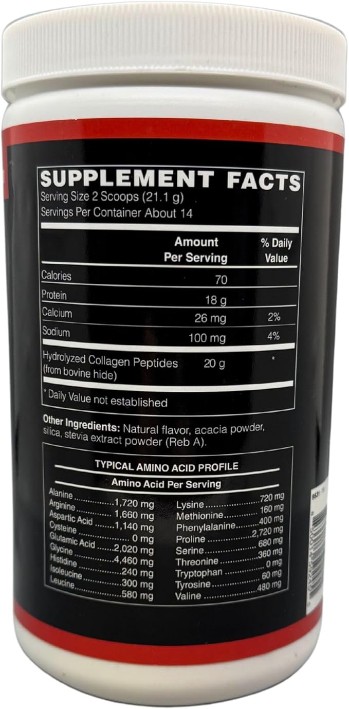 TOUGH-N-TONE Collagen Peptides Powder – Vanilla Flavor – 20g Hydrolyzed Type I &amp III Grass-Fed Bovine Collagen – Non-GMO Gluten-Free Dairy-Free Soy-Free