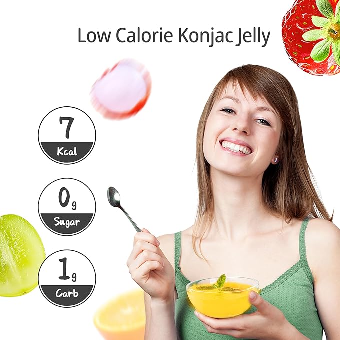 Hethstia Konjac Jelly Collagen Peptides Various Flavors - Lychee Green Grape Strawberry &amp Orange | Low Calorie Sugar-Free Keto Gluten-Free Vitamin C | 10-Pack Portable Healthy Snacks