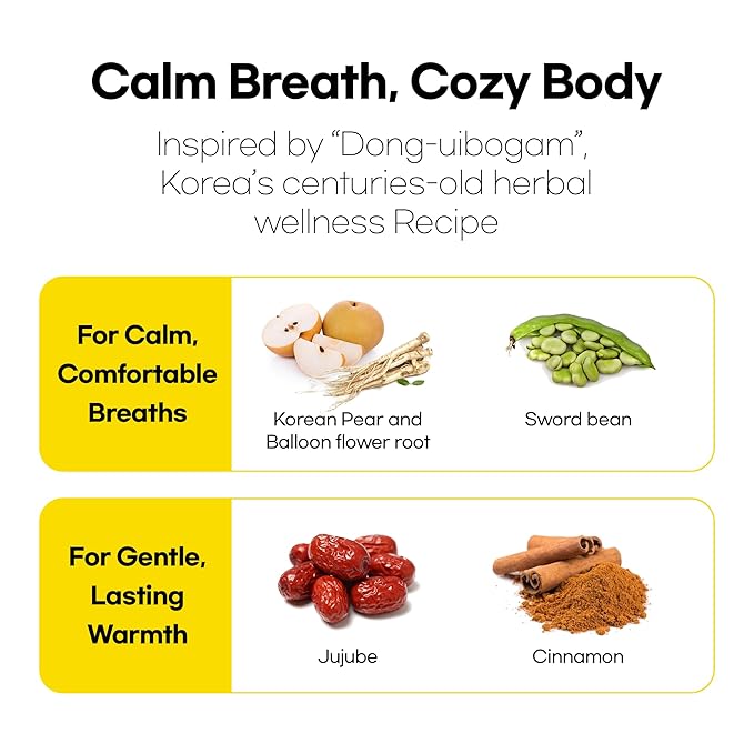 Odada Heart Warm Tea with Korean Pear &amp Bellflower Root Caffeine-Free Herbal Blend for Throat Comfort &amp Inner Warmth 24 Count Seasonal Wellness Infusion