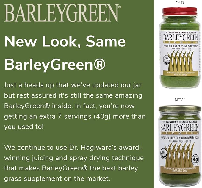 Dr. Hagiwara's Original Premium w/Kelp - Organic Barley Grass Juice Powder 8.5oz (240g) - 40 Servings