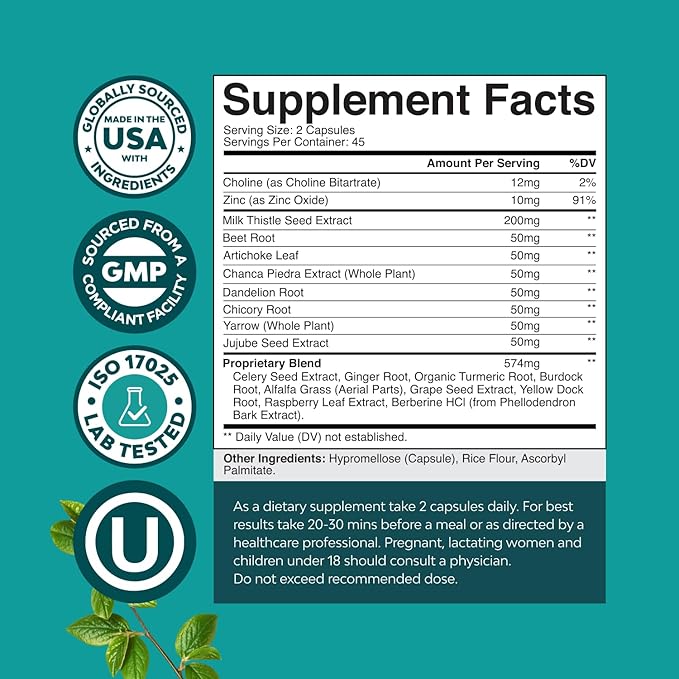 Natures Craft Liver Cleanse Detox &amp Repair - Herbal Liver Support Milk Thistle Supplement - Silymarin Milk Thistle Supplements with Dandelion Root Choline Beetroot &amp Artichoke Extract - 90 C