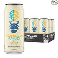 Gorilla Mind Energy Drink | Unmatched Energy · Amplified Focus | N-Acetyl-L-Tyrosine Alpha-GPC 200mg Caffeine Uridine Saffron | 0 Sugar Or Artificial Colors | 16oz 12-Pack (White Gummy Bear)