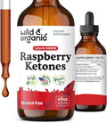 Wild &amp Organic Raspberry Ketones Liquid Drops - Vegan Raspberry Ketones Supplement for Overall Well-Being - 5-Month Supply - Non-GMO No Alcohol &amp Sugar - 4 fl oz