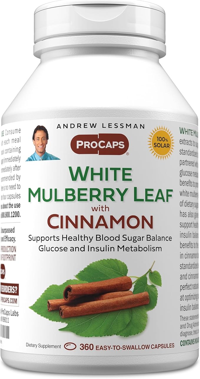 ANDREW LESSMAN White Mulberry Leaf with Cinnamon 360 Softgels - Standardized White Mulberry Leaf with Cinnamon Bark Extract.