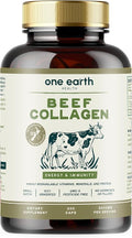 One Earth Health Grass Fed Beef Collagen - New Zealand Sourced Natural Collagen Supplement. (Types I II III V and X) 3000mg per Serving 200 Count