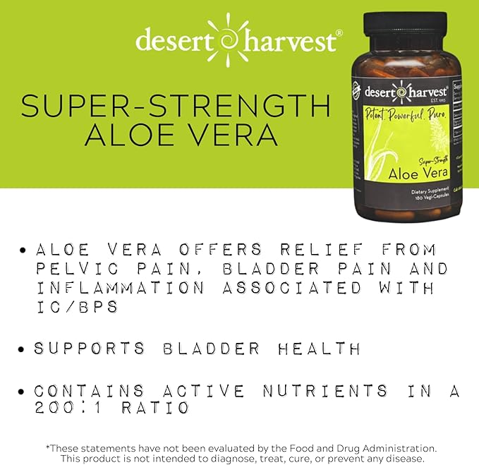 Desert Harvest Super-Strength Aloe Vera Capsules Freeze Dried Aloe Vera Supplement 600 mg 180 Capsules