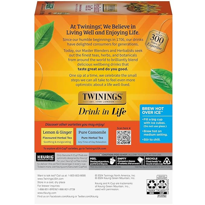 Twinings of London Pure Rooibos Herbal Tea K-Cups for Keurig® 24 count (Pack of 4)